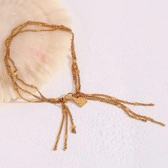 New 18K Gold Tassel Multilayer Chain Bracelet, NICE BRACELET, CUTE BRACELET - Picture 2 of 6